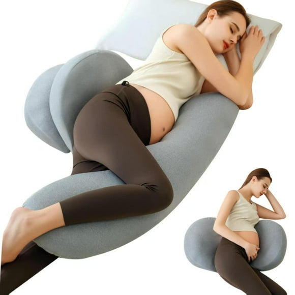 Light Grey U-Shaped Pregnancy Pillow - Adjustable Maternity Body Pillow for Side Sleepers - Detachable Support for Belly, Back, Hips & Legs - Breathable, Washable, Compact, Ergonomic