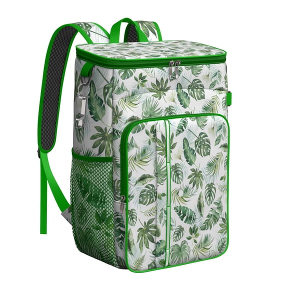 Exotic Floral Insulated Backpack Cooler, Leakproof Cooler Bag with Hawaiian Hibiscus Pattern for Camping and Travel
