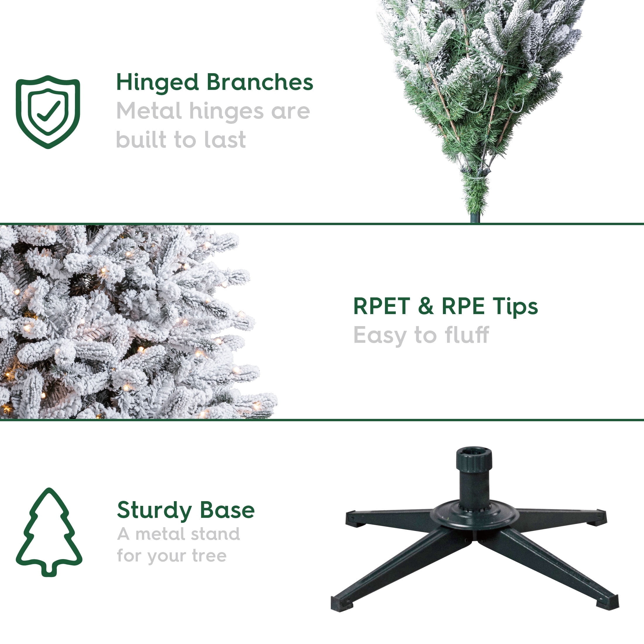 7.5' Pre-Lit Birchwood Fir Snow-Flocked Green Artificial Christmas Tree with 500 Warm White Twinkle LED Lights, Quick Set, and Stand, by Holiday Time
