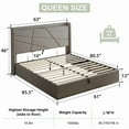 thumbnail image 2 of iPormis Queen Size Bed Frame with Lift Up Storage & Charging Station, Geometric Upholstered Storage Headboard, Heavy Duty Wooden Slats, No Box Spring Needed, Noise Free, Easy Assembly,Light Gray, 2 of 7