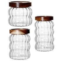 Transparent Glass Storage Jar with Airtight Lid for Food 3pcs