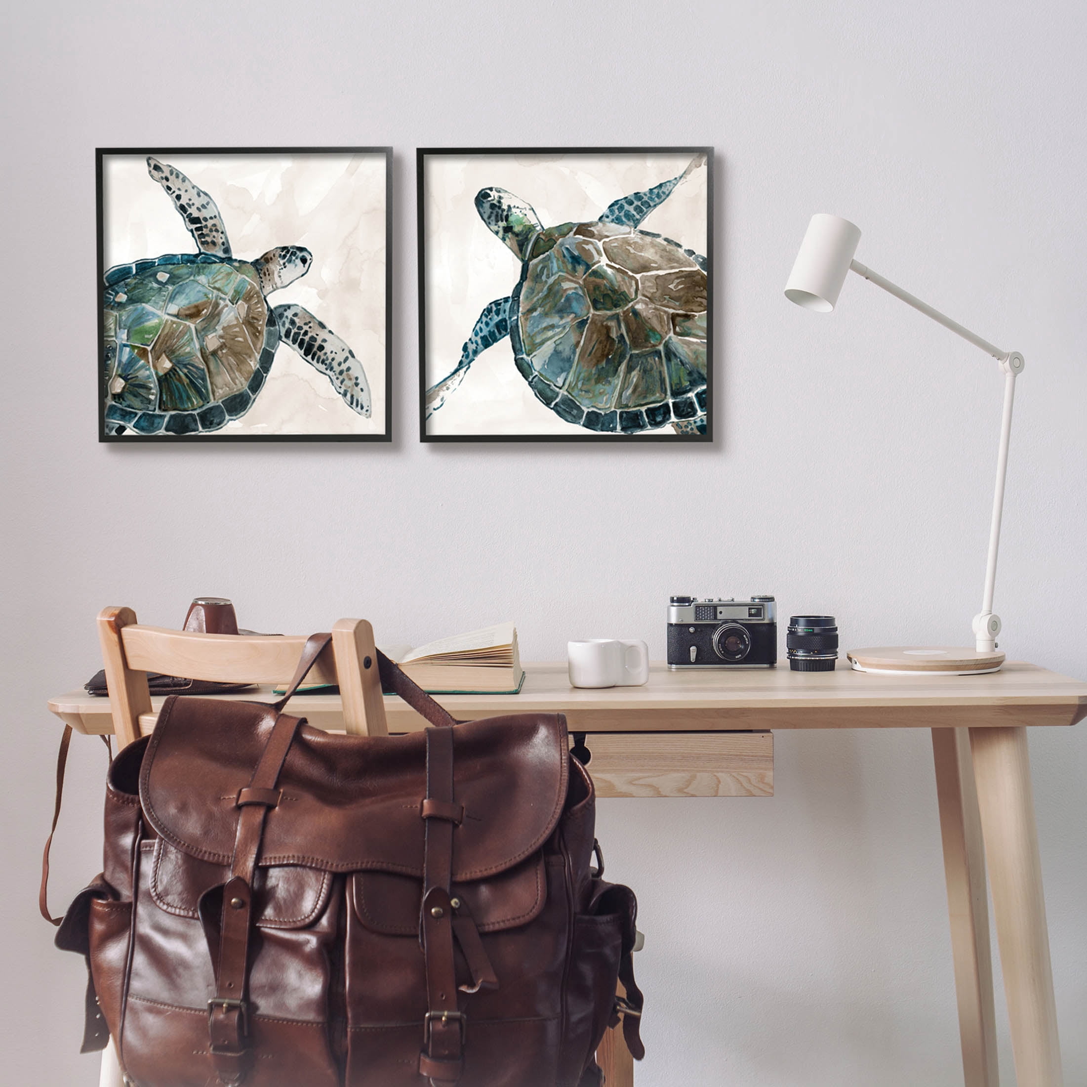 Stupell Industries Aquatic Sea Turtles Swimming Graphic Art Black Framed Art Print Wall Art, Set of 2, Design by Carol Robinson