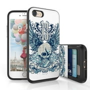 Iphone 7, Iphone 7s, Iphone 8, Iphone 8s Case, DuoShield Slim Wallet Case + Dual Layer Card Holder 13 Skull