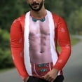 thumbnail image 2 of Pompotops Hauts Amusants pour Hommes Imprimé de Noël Col Rond Manches Longues T-Shirt Blouse en Solde, 2 of 5