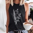thumbnail image 1 of Sentmoon Hauts Grande Taille pour Femmes Col Rond Débardeurs pour Femmes Coupe Ample Imprimé Floral Sans Manches Tenues de Printemps 2025 Été Décontracté Femmes pour Brunch de Fin de Semaine Noir P, 1 of 4