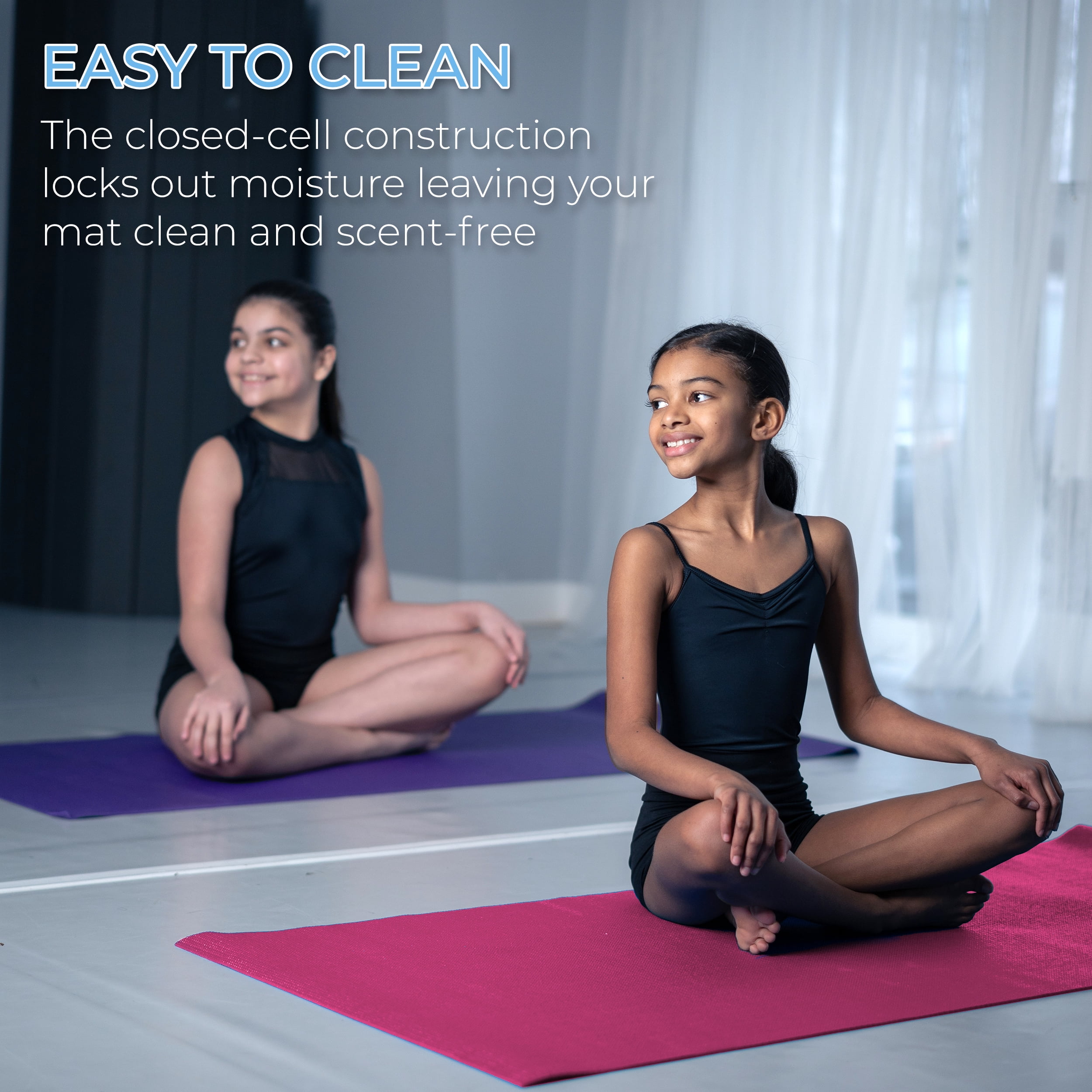 Hello Fit Kids Short Yoga Mat, Non-Toxic Bulk Exercise Mats, Non-Slip, 10 Pack, Pink
