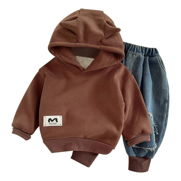Gerichy Toddler Baby Boy Clothes Fall Winter Outfit, Baby Clothes For Girls Boy Solid Color Hoodie And Sweatpants Outfit Toddler Sweatsuit