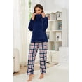 thumbnail image 4 of U2SKIIN Womens Ultra Soft Plush Plaid Pajamas Set Fluffy Loungewear Fuzzy Pjs for Women Cozy Sleepwear Warm Pullover（Navy+Navy White Plaid, L）, 4 of 5