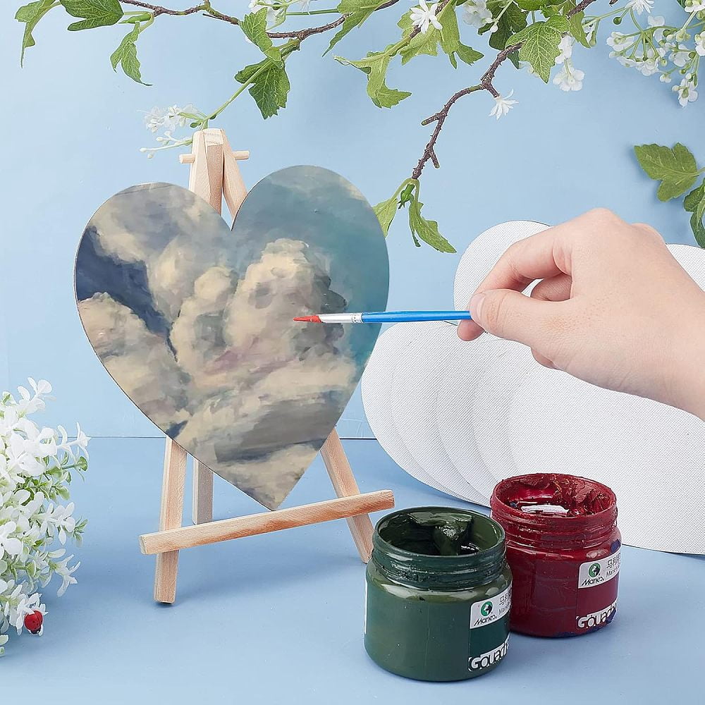 12 Pcs Heart Painting Canvas Panels 5.9inch Blank Canvas Drawing Boards for Oil Acrylic Painting Students Artist Hobby Painters and Beginners 15x15cm