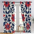 thumbnail image 3 of Red Floral Curtains, Blue Leaf Blackout Curtains, Rustic Botanical Curtains for Bedroom Living Room Decor, Thermal Insulated Grommet Drapes 42"W x 45"L (Pack of 2), 3 of 6