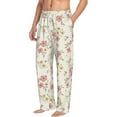 thumbnail image 2 of Uemuo Floral Pattern Men's Wide Leg Palazzo Lounge Pants with Pockets Light Weight Loose Comfy Casual Pajama Pants-Small, 2 of 9