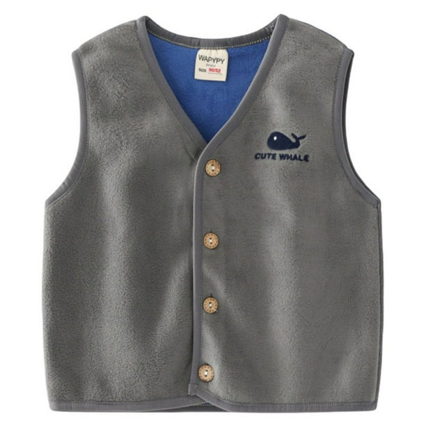 Baby Boys Girls Warm Fleece Vest Toddlers Sleeveless Button Down Jacket