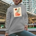 thumbnail image 2 of Aesthetic Minimalism Boho Sun & Vase or Botanical Art Merch Gift, Heather Grey Hooded Sweatshirt or Hoodie, 2XL, 2 of 5