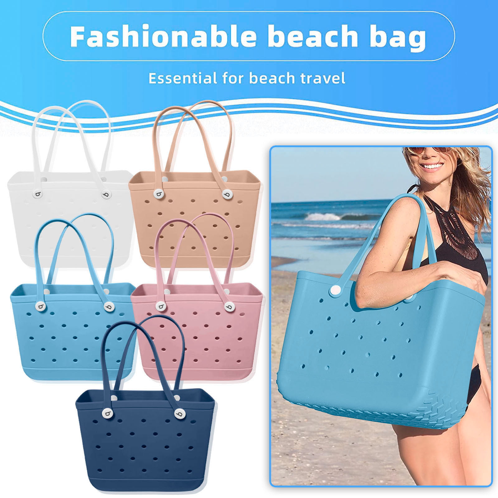 Rubber Beach Bag Waterproof Washable Sandproof Tote Bag Outdoor EVA Portable Travel Bags for Beach Sports Market 