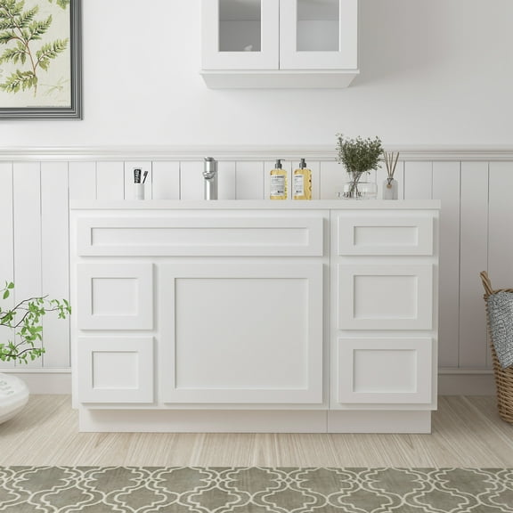 51 in. W x 21 in. D x 32.5 in. H Bath Vanity Cabinet without Top in White