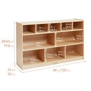 ECR4Kids 5+5 Cubby and Storage Mobile Tray Cabinet, Classroom Furniture, Natural