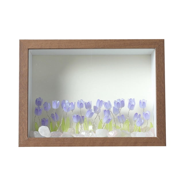 Marco de fotos con tulipanes, luz nocturna (10,1 x 15,2 cm) con flor morada y marrón Púrpura Flor Marrón