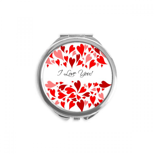 Valentine's Day I Love You Red Hand Compact Mirror Round Portable Pocket Glass