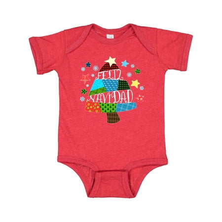 

Inktastic Feliz Navidad Patchwork Tree Quilting Gift Baby Boy or Baby Girl Bodysuit