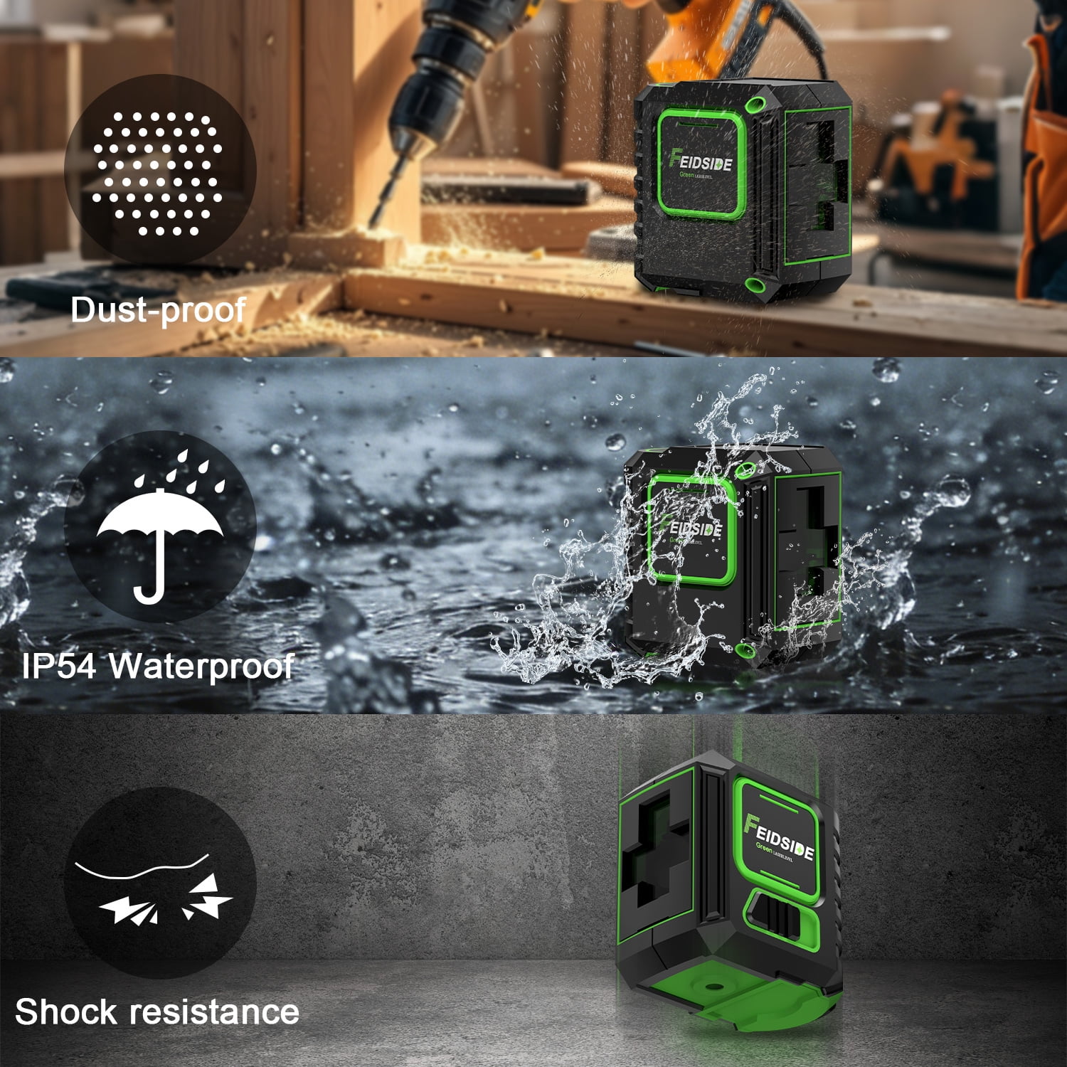 Laser Level with Tripod, Self-Leveling Cross Line Laser, Vertical and Horizontal Line, Rotatable 360 Degree, Manual Self leveling and Pulse Mode,IP54 Waterproof