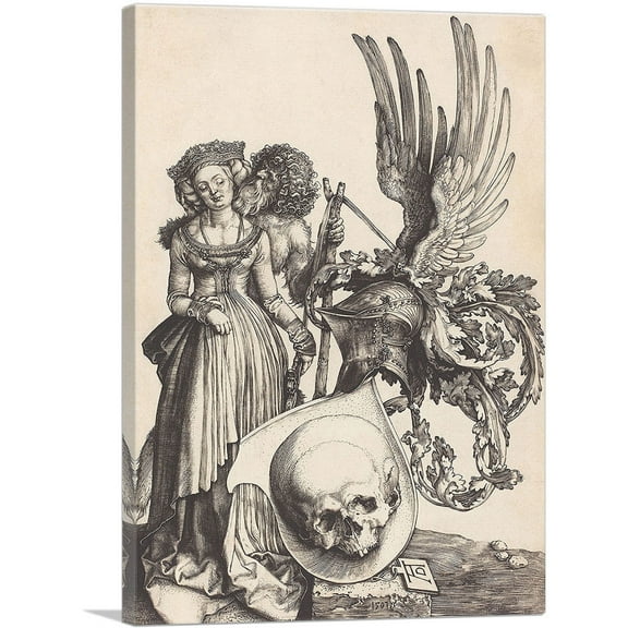 ARTCANVAS Coat of Arms with Skull 1503 Canvas Art Print by Albrecht Durer - Size: 18" x 12" (1.50" Deep)