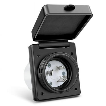 30 AMP RV Shore Power Inlet 125V Twist Lock Receptacle NEMA L5-30P Enclosed Lockable Flanged Male Plug Box