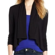 Karen Kane Black 3/4-Sleeve Shirred Draped Cardigan M