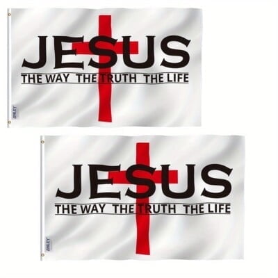 Anley Pack of 2 Fly Breeze 3x5 Foot Jesus The Way The Truth The Life Flag - Christian Flags Polyester
