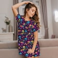 thumbnail image 3 of Fotbe rainbow color mushroom Skull Pattern Women's Cotton Nightgown Sleepwear Short Sleeves Shirt Casual Print Sleepdress, 3 of 6