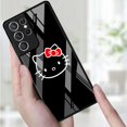 thumbnail image 1 of Funda de teléfono para Samsung Galaxy S22, S21, S20 Ultra FE, S10, S8, S9 Plus, S10e, Note 20, 10, 9, cubierta de vidrio templado, lindo gato de Hello Kitty zhangmengya LED, 1 of 2