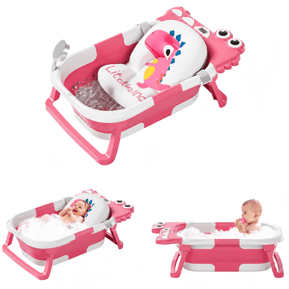 MoreFeel Collapsible Baby Bathtub with Thermometer,0-36 Months,Bathtub Only