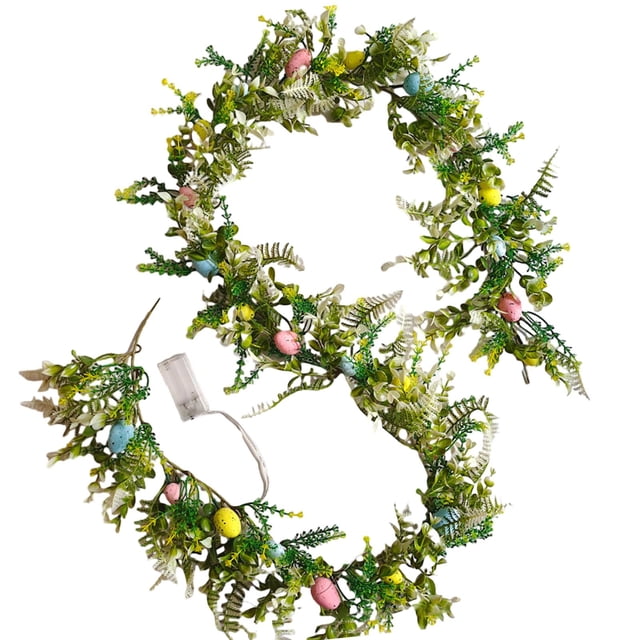 Guirnalda de oropel de Pascua, guirnalda colgante, suministros para fiestas, corona metálica para exterior, , exterior, interior