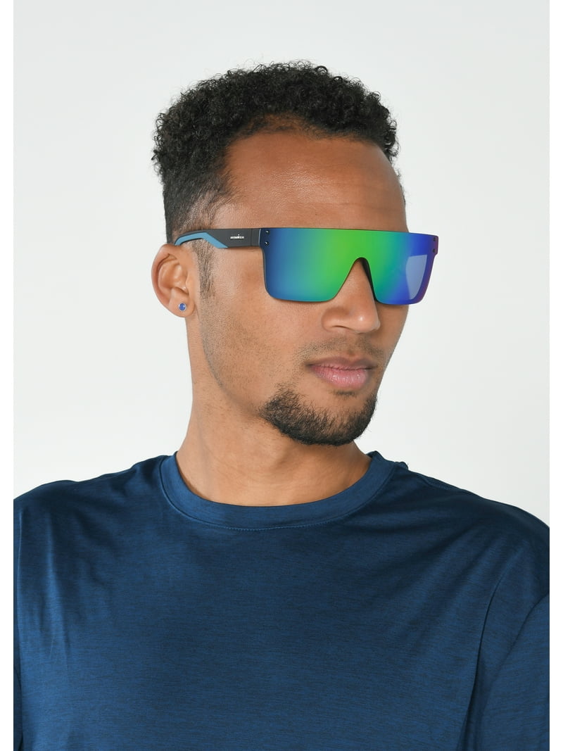 Ironman Men's Shield Sport Sunglasses Black Blue - Walmart.com