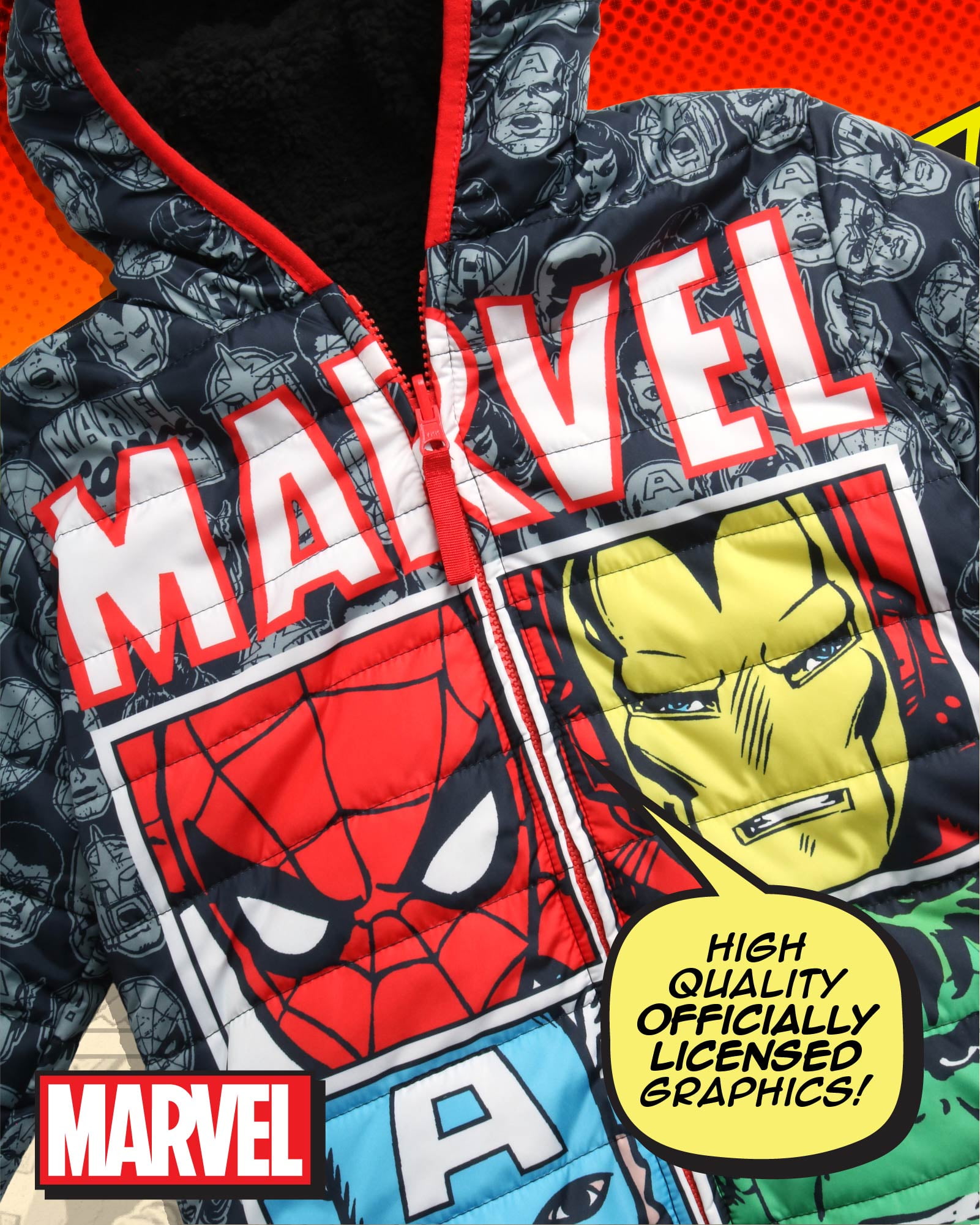 Marvel Boys' Avengers Spider-Man Reversible Jacket – Sherpa Fleece
