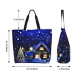 thumbnail image 6 of Bingfone Canvas Tote Bag for Women with Inner Pocket Aesthetic Cute Shopping Tote Bags Reusable Grocery Bags-Christmas Night, 6 of 9