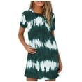 thumbnail image 2 of SMihono Robes Bohèmes d'Été pour Femmes Grande Taille Mode Femmes Teinture sur Nœuds Manches Courtes Poches Ample Confortable Robe Décontractée, 2 of 6