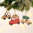 thumbnail image 2 of 3 uds. Colgante navideño decorativo de madera, conjunto de colgante, árbol de coche de Papá Noel de dibujos animados BRILLAR  Rojo Verde, 2 of 5