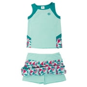 Street Tennis Club Girls Tennis and Golf Tank and Skirt Set with Built in Shorts, Color- Aqua