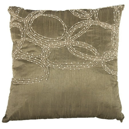 Silky Fusion - A&B Home Fusion Poly Silk Beaded Throw Pillow, Bronze, 18 by 18-Inch