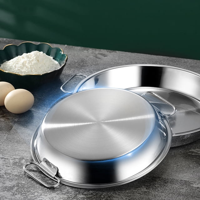 HEALEEP Assiette Alimentaire en Acier Inoxydable Assiette en Acier Inoxydable Argent Lot de 1 pour Décoration de Table avec Amis