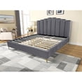 thumbnail image 3 of Sicily Velvet Fabric Cali King Platform Bed in Gray, 3 of 3