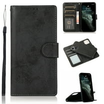 Allytech for iPhone 14 Wallet Case with Card Holder, 2 in 1 Detachable Wallet PU Leather Magnetic Clasp Wrist Strap Stand Flip Protective Case for iPhone 14 5G 2022, Black