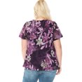 thumbnail image 4 of Women's Printed Mesh V-Neck Short Sleeve Ruffle Top, 4 of 4