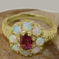 thumbnail image 6 of LBG British Made 10k Yellow Gold Natural Pink Tourmaline & Opal Womens Promise Ring - 33 size options - Size 9.5, 6 of 8