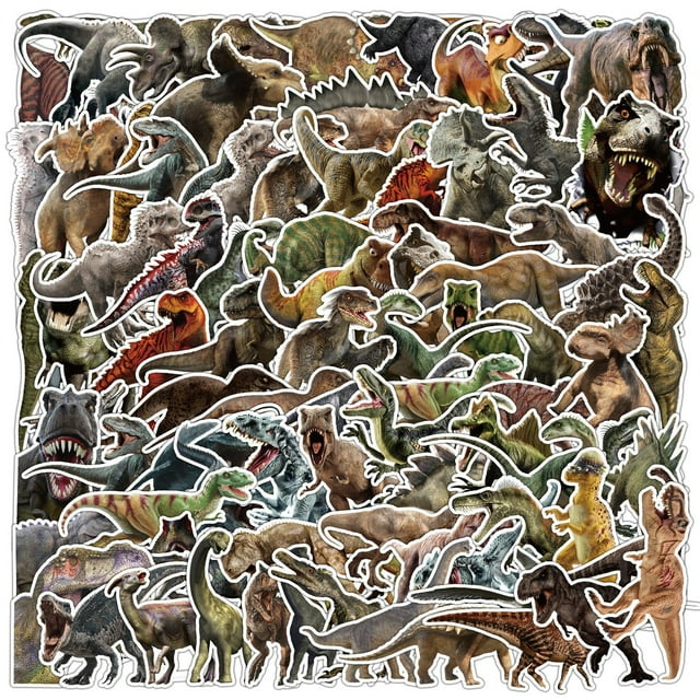 Calcomanías de vinilo realistas con diseño de dinosaurios, 50 unidades, impermeables