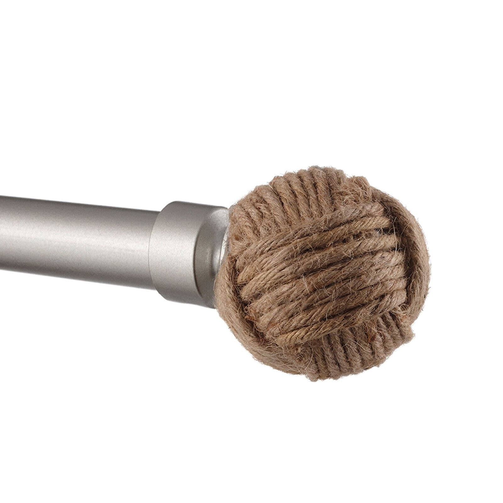 Exclusive Home Rope Knot 1" Curtain Rod and Finial Set, Matte Bronze, Adjustable 66"-120"