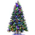 thumbnail image 3 of Patiojoy 7FT Hinged Life-Like Christmas Tree W/ 450 LED Lights Pre-Lit Artificial Xmas Tree W/ 1315 PE & PVC Leaves, 3 of 10