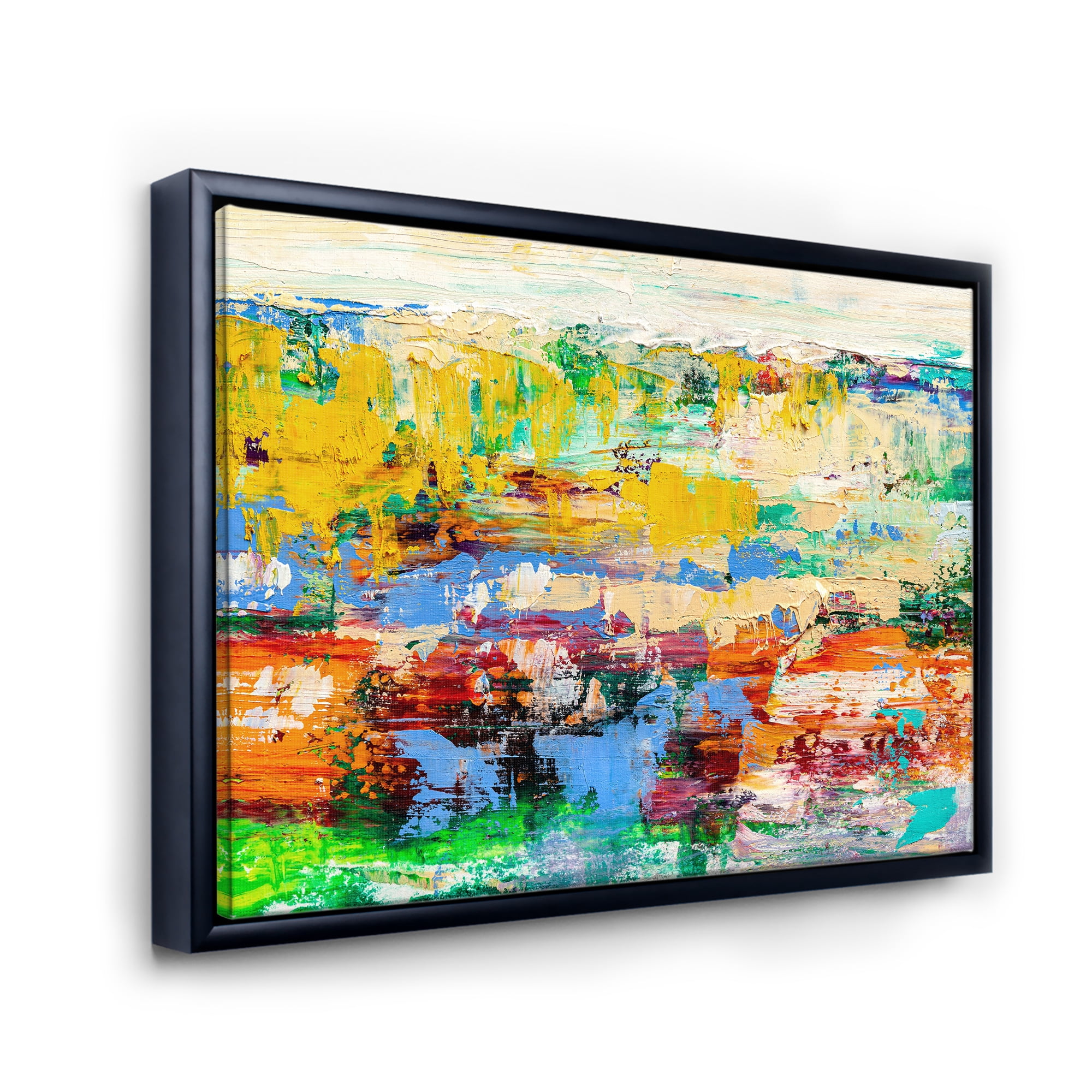 Designart 'Abstract Multicolored Bright Texture Art I' Modern Framed Canvas Wall Art Print