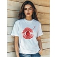 thumbnail image 2 of Camiseta de mujer con estampado retro de labios frescos para San Valentín, manga corta, cuello redondo, corte ajustado, informal, urbana, para adultos, hombres, mujeres, adolescentes, jóvenes., 2 of 7