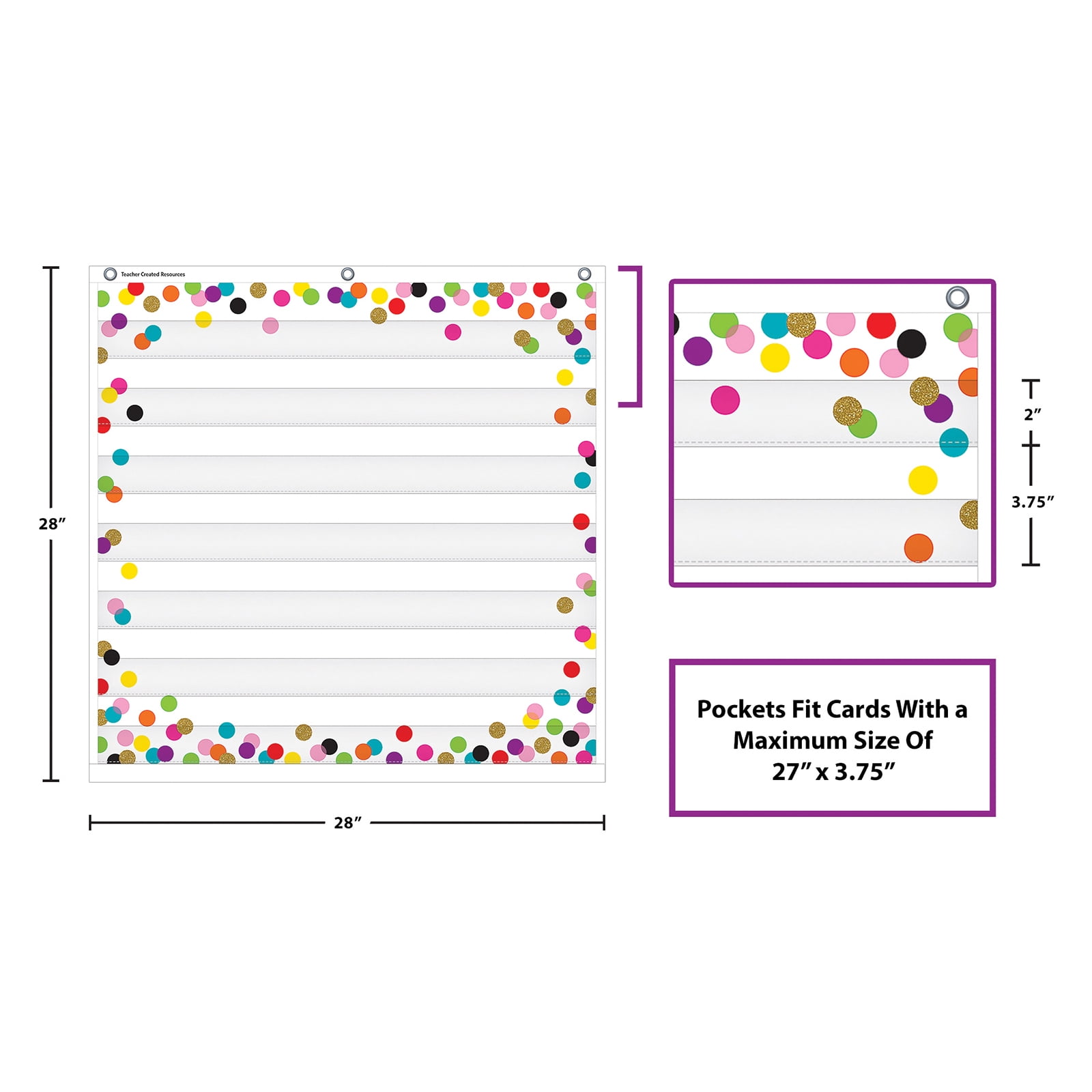 Teacher Created Resources Confetti 7 Pocket Chart, 28" x 28"